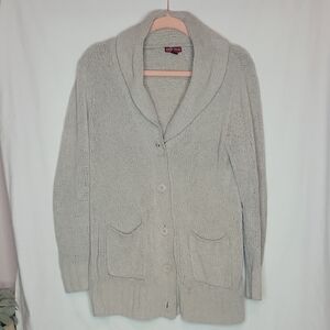 Merona Cream and Tan Cardigan Sweater Long V-Neck